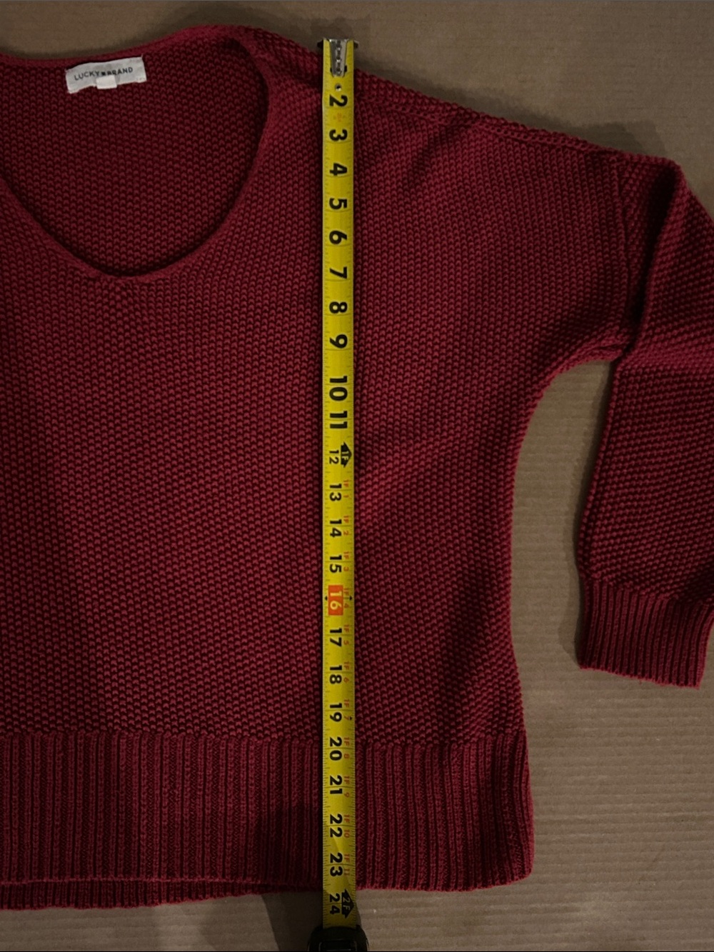 Lucky Brand Women's Crimson V-Neck Knit Sweater cotton & acrylic blend size L - Picture 10 of 10